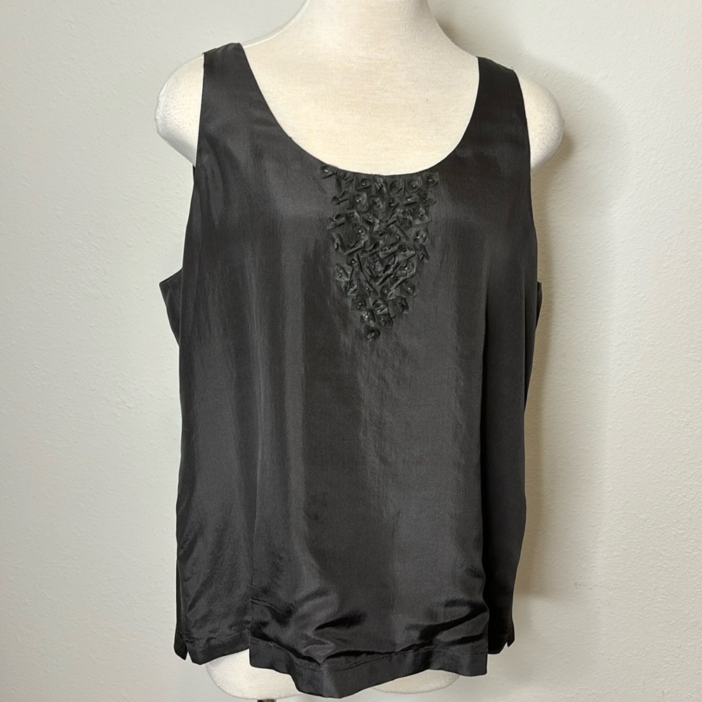 NWOT — Eileen Fisher size Large silk sleeveless top / blouse with beaded detail